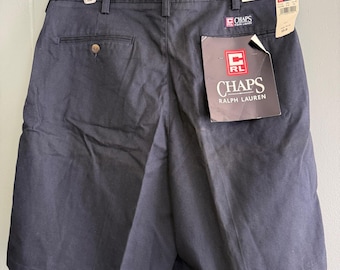Neu mit Etikett Chaps Ralph Lauren Vintage 90er Jahre Marine Doppel Plissee Chino Shorts Männer Gr. 34