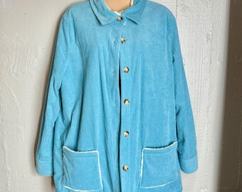 Blair Cord Sherpa gefüttert Mantel Chore Jacke New Blue Teal Barn Vintage Style L