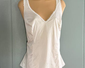 Vintage Sears White Nylon Lace Trim Camisole Romantic Coquette USA Style 37008