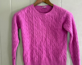 Papo d'Anjo Vintage 100% Cashmere Cable Knit Sweater Magenta Pink Women's XS/S