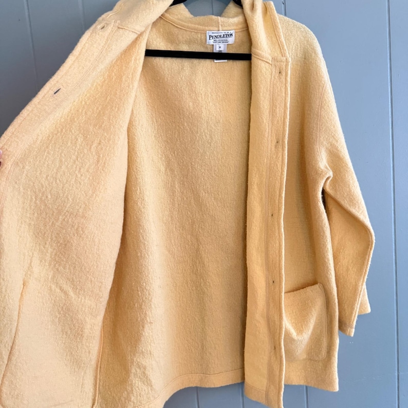 Chaqueta de trabajo ligera Pendleton 100% lana, color amarillo mantequilla, color granola, talla M. imagen 6