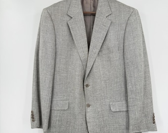 Brooks Brothers Herren Blazer Jacke 43 Italienisch Grau Fischgrät Seide Leinen Wolle