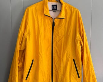 Vintage Gap Gelber Nylon Windbreaker 90er Jahre Oversized Retro Regenjacke XXL