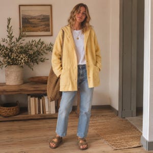 Chaqueta de trabajo ligera Pendleton 100% lana, color amarillo mantequilla, color granola, talla M. imagen 1