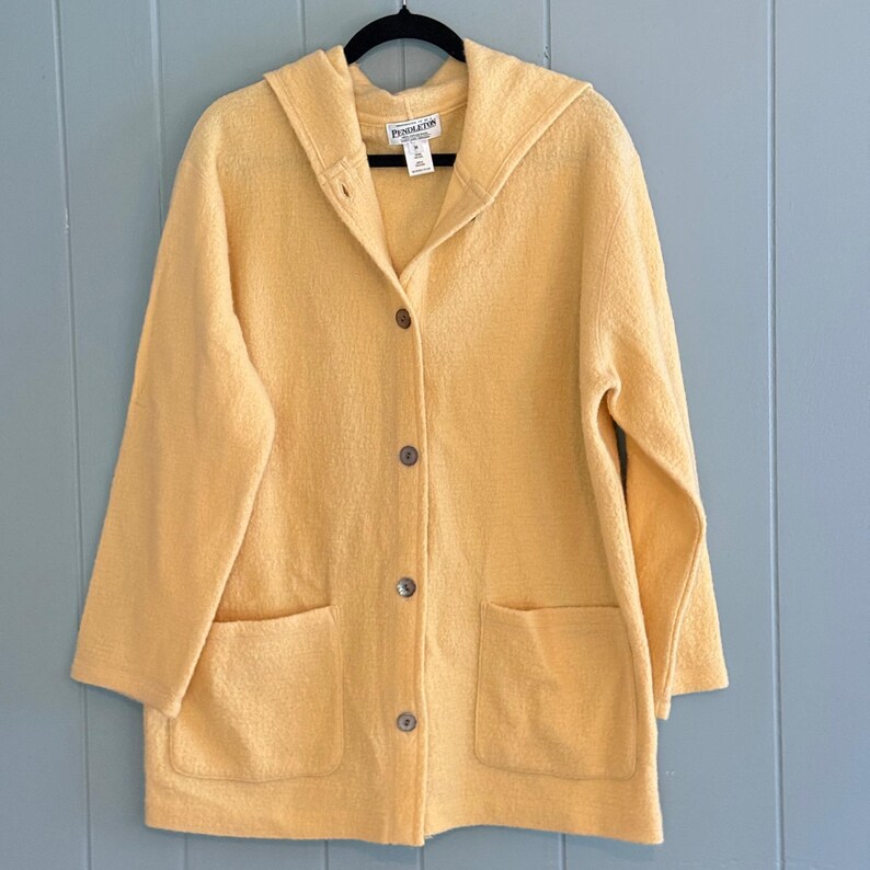 Chaqueta de trabajo ligera Pendleton 100% lana, color amarillo mantequilla, color granola, talla M. imagen 9