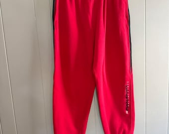 Polo Sport Ralph Lauren Herren XL Rot Schwarz Side Stripe Fleece Jogginghose Vintage