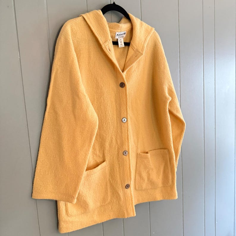 Chaqueta de trabajo ligera Pendleton 100% lana, color amarillo mantequilla, color granola, talla M. imagen 2