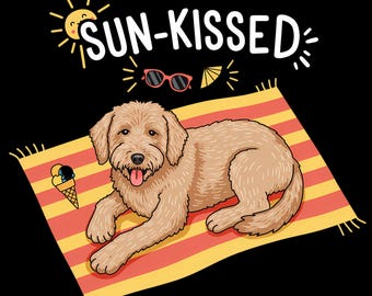 Sun Kissed Dog Shirt Summer Vibes Tee Retro Beach Dog Design Funny Puppy SVG for Sublimation Mug Tote Clipart Digital Download Vacation