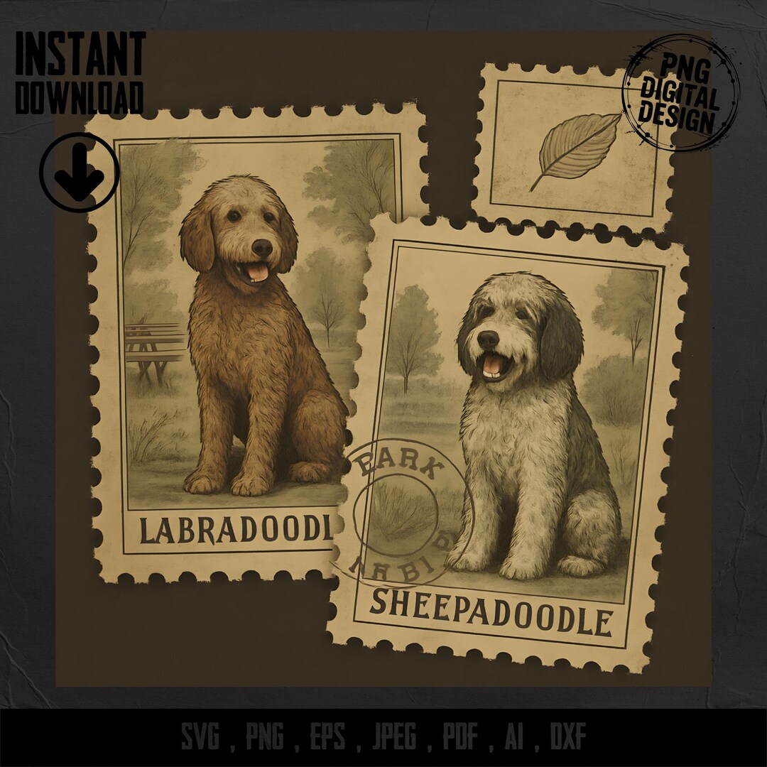Labradoodle Sheepadoodle Digital File, SVG PNG, Dog Breed Stamp Art ...