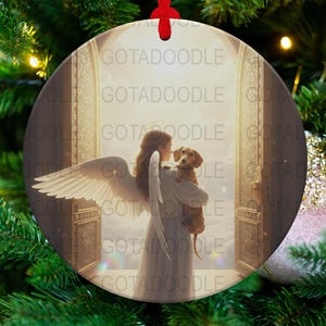 Angel with Dachshund Digital Art, Pet Loss Memorial, Custom Heavenly Scene, Dog Heaven, Rainbow Bridge Art, Angel Wings, Digital Download