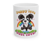 Puffy Dog Memorial Art - Rainbow Background, Digital Download