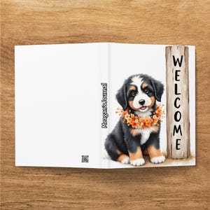 Personalized Journal with Dog Art Cover, Custom Dog Illustration Notebook, Cute Puppy Personalized Diary, Name on Spine Notebook