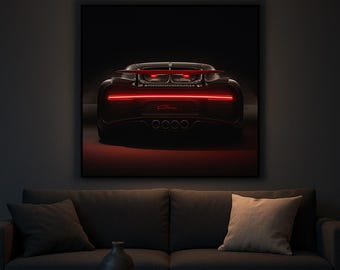 Bugatti Chiron LED Neon Car Poster: Custom Automotive Wall Art