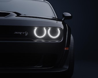 LED Dodge Challenger Neon Car Poster: Custom Automotive Wall Art