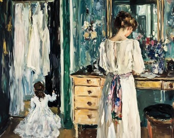 ヴィンテージ風の母子絵画 – 印刷可能な神聖なアート（デジタル