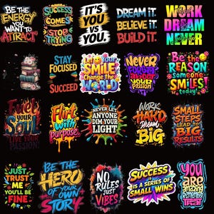 Motivational Quote PNG Bundle, Inspirational Clipart (Digital Download)