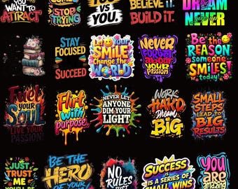 Motivational Quote PNG Bundle, Inspirational Clipart (Digital Download)