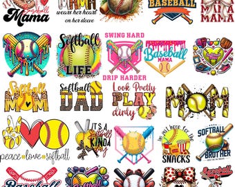 Softball Ice Cream Drip PNG Bundle, Sports Sublimation Design
