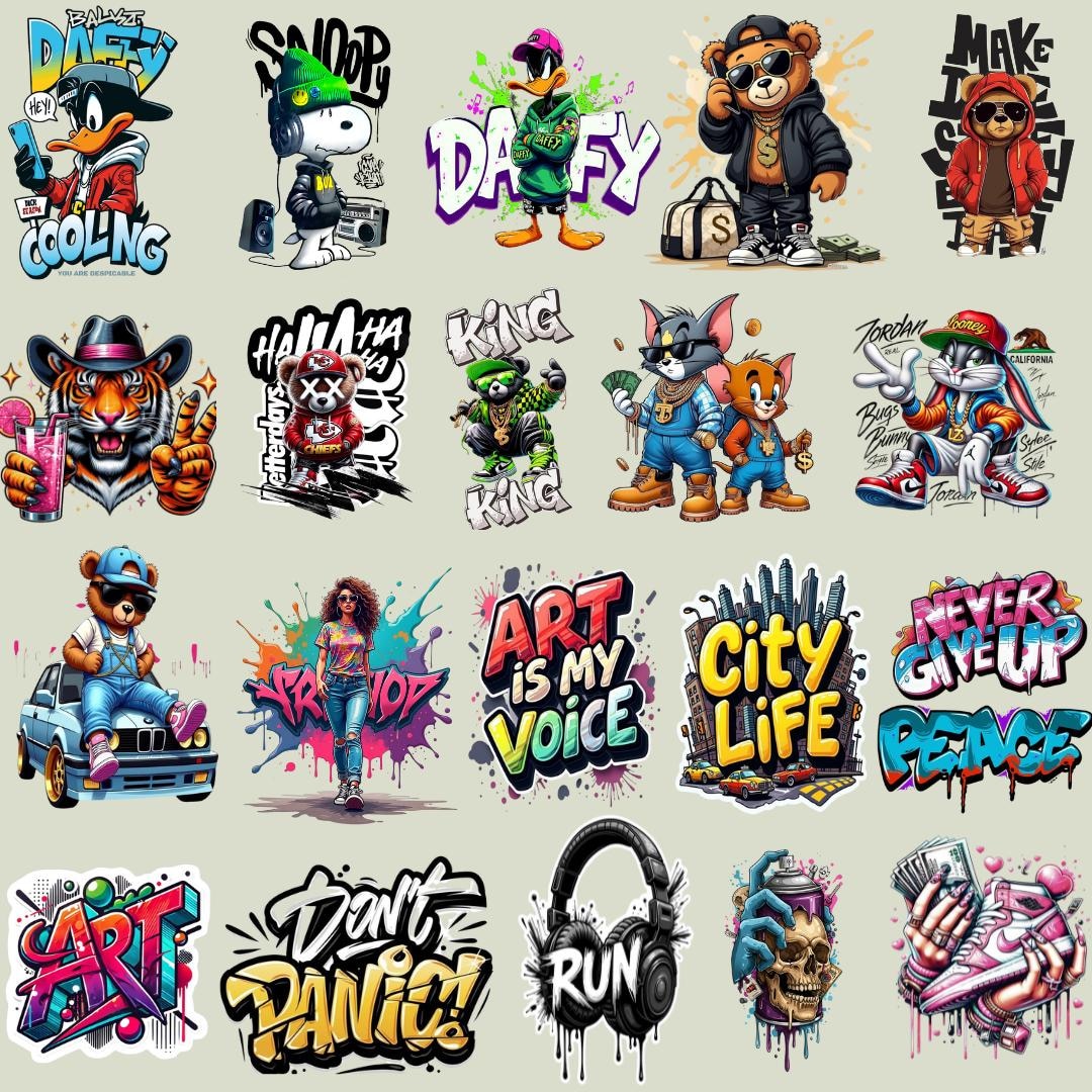 Colorful Graffiti PNG Bundle, Urban Street Art Graphics, Colorful ...