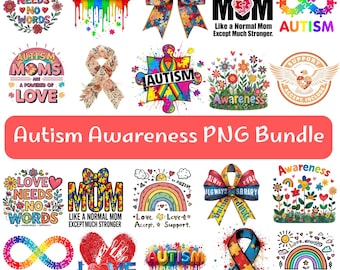 Autism Awareness PNG Bundle, Neurodiversity Designs (Digital Download)