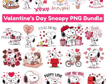 Valentines Day Png Snoopy Bundle, Snoopy Love PNG Bundle , Valentine's Day Clipart, Cute Dog PNG Bundle, Cartoon Puppy Clipart, Cute Puppy
