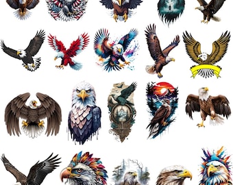 Majestic Eagle Clipart Bundle, Patriotic Wildlife PNGs (Digital Download)