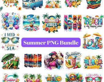 Pakiet letnich clipartów PNG, grafika plażowa (do pobrania cyfrowego)