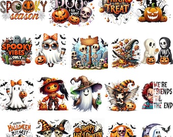 Spooky Halloween PNG Bundle, Digital Clip Art Set (Instant Download)