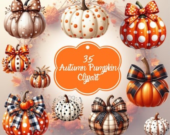 Fall Pumpkin Clipart Bundle | Watercolor Autumn PNGs (Digital Download)