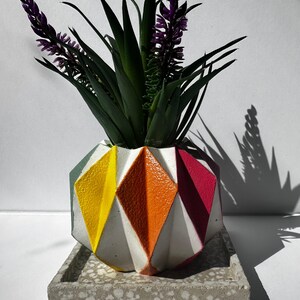 Hand-Painted Concrete Vase with Tray: Progress Pride Flag LGBTQ+ Decor