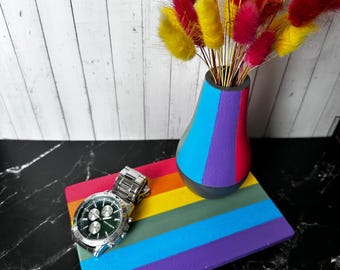 Rainbow betongvas och underläggsset: Handgjord HBTQ Pride-dekoration