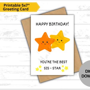 Funny Sister Birthday Card: Playful Sarcasm (Printable PDF Card 5x7&quot; )