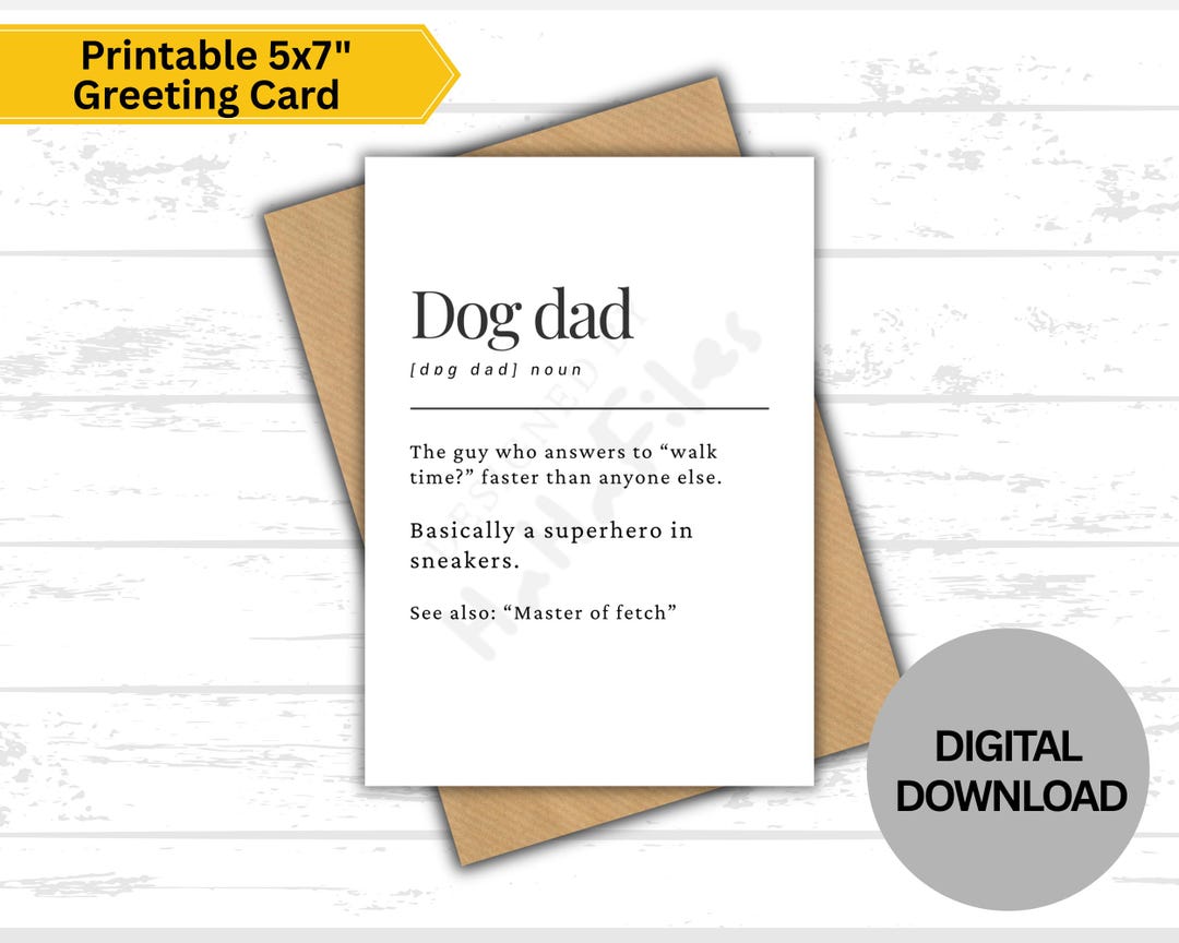 Funny Dog Dad Printable Card, Father’s Day Card From Dog, Pet Dad Gift ...