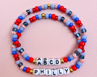 Phillies Baseball Inspired Custom Beaded Bracelet