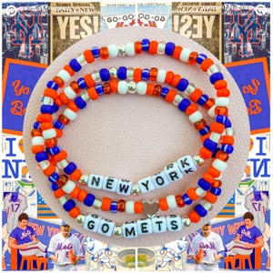 NY Mets Beaded Bracelet Set: Baseball Fan Jewelry