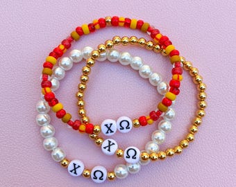 Chi Omega Sorority Beaded Bracelet