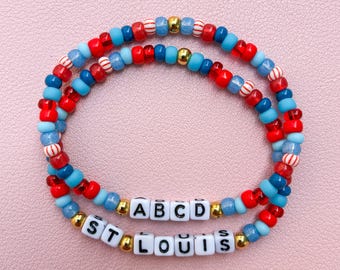 St Louis Baseball Custom Beaded Bracelet