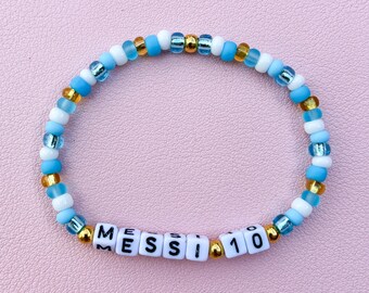 Messi 10 Argentina Beaded Bracelet