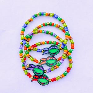 Teenage Mutant Ninja Turtle Inspired Beaded Bracelets - TMNT -Turtle Power - Raphael - Michelangelo - Leonardo - Donatello