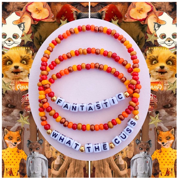 Fantastic Mr Fox Inspired Beaded Bracelets | Bead Word Bracelet | Personalized Gift | Stackable