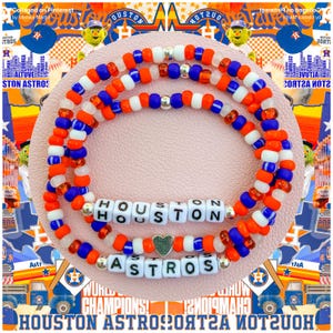 Houston Astros Beaded Bracelet Set: Baseball Fan Jewelry