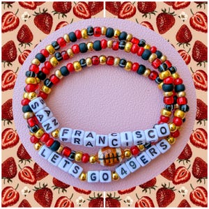San Francisco 49ER&#39;s Beaded Bracelets - Family Football Bracelets - Friendship Bracelets