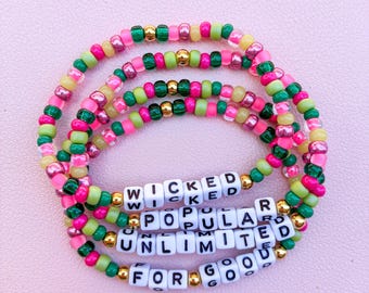 Wicked Inspired Bracelets Wicked Movie Elphaba Glinda Defy Gravity What is This Feeling Wicked For Good Bracelets Movie Beaded Bracelets