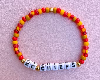 Kansas City Football Inspired Custom Beaded Bracelet