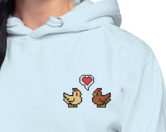 Stardew Valley GEBORDUURDE unisex hoodie | Sweater Chicken Buddies | Leuk cadeau voor stellen | Premium zachte gamermerchandise