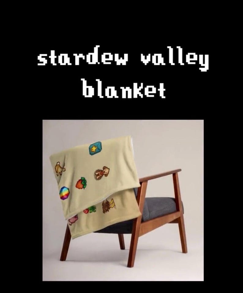 Je favoriete deken | Stardew Valley-merchandise | Ultrapluche, zacht en gezellig | Cadeau voor gamers | Fijngeweven plaid | Woondecoratiecadeau | Dierenpatroon afbeelding 1