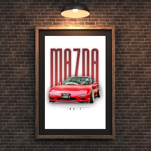Póster de Mazda RX-7, Arte mural de coches JDM, Impresión RX7 FD, Póster de coche japonés, Obra de arte de coches Stance, Impresión Mazda RX7, Regalo para amantes de los coches, Descarga digital