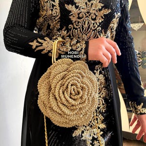 Handgemachte Rose Häkel Tasche - Einzigartige Blume geformte Geldbörse - Boho Sommer Schultertasche - Romantisches handgemachtes Geschenk für Sie