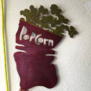 Home Movie Theater Wall Decor Metal Popcorn Handmade HOLLYWOOD