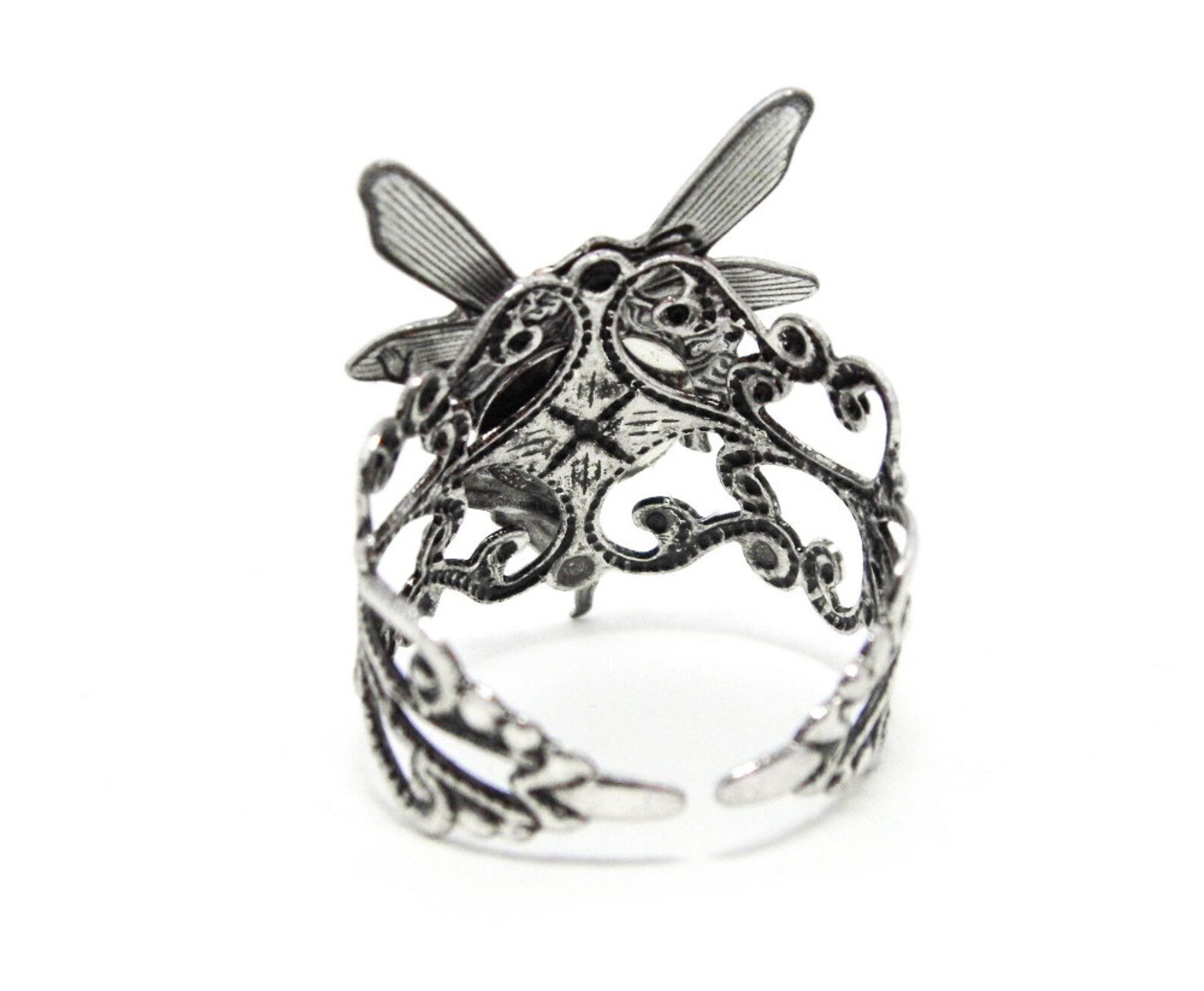 Victorian Blue Fairy Ring Adjustable Ring Silver Filigree Etsy